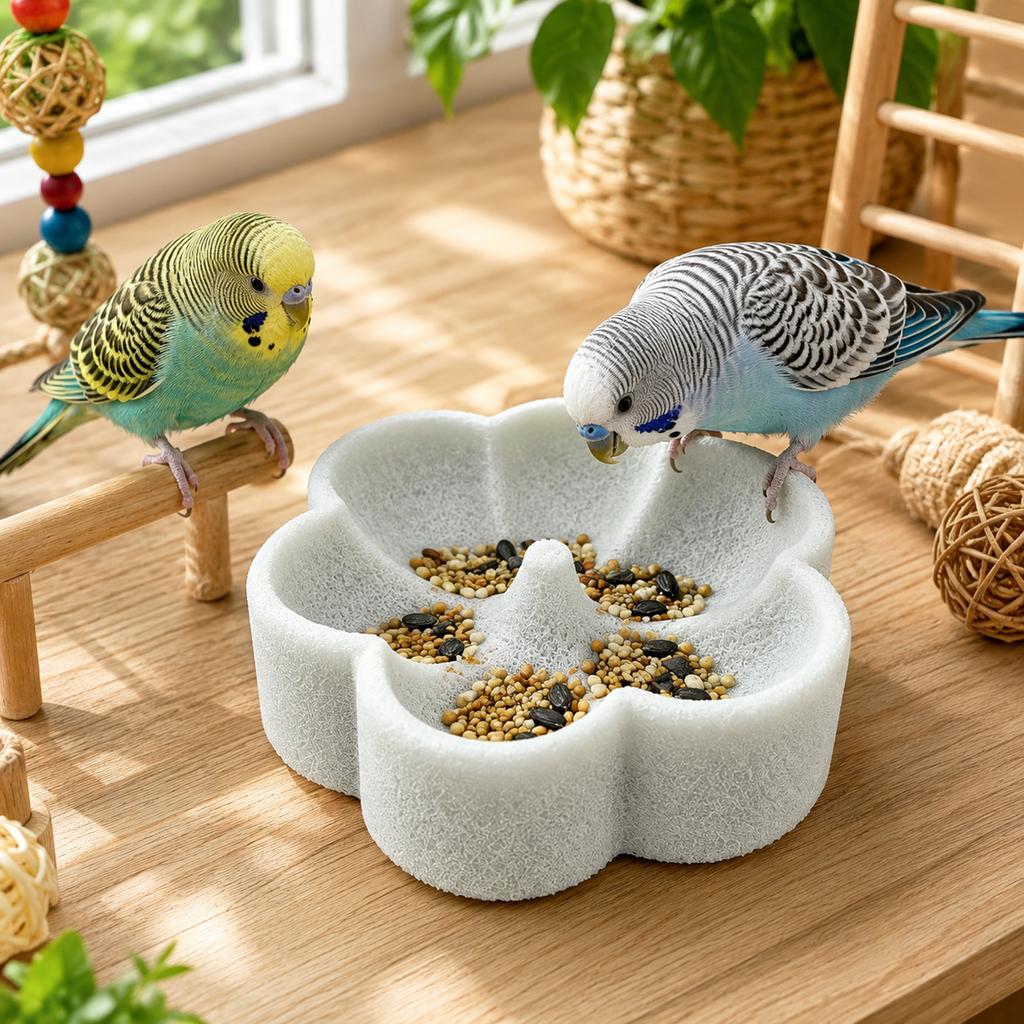 Pumice Bird Feeder for Parrots, Natural Grinding Feeding Bowl, Bird Accessory for Pet Birds