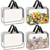 4PCS Large Toy Storage Bags Multi-purpose Zipper Transparent PVC Waterproof Suitcase, Suitable for Building Blocks
