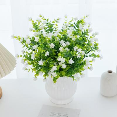Künstliche Plastikblumen Falsche Eukalyptuspflanze Hochzeitsbrautstrauß Weihnachtsdeko Vase für Zuhause Fensterbank Bonsai Festival