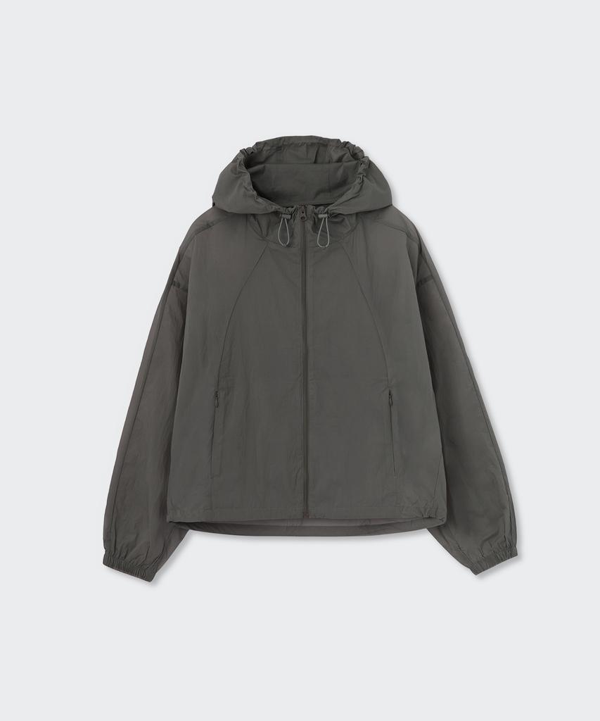 Musinsa Standard Woman Sheer Hooded Windbreaker Jacket [Warm Grey]