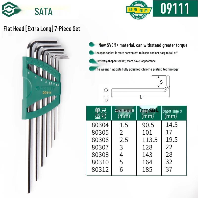 SATA Extra Long Hex & Torx Wrench Set with Ball & Flat Heads