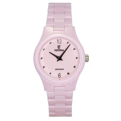 Ceas Damă Quartz cu Cadran Roz Ceramic F20751-2