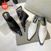 Fashion Shoes Mules For Women 2025 Slippers Casual Loafers Pantofle Slides Square Toe Low On A Wedge Luxury New Heels Block Cover Fashio
