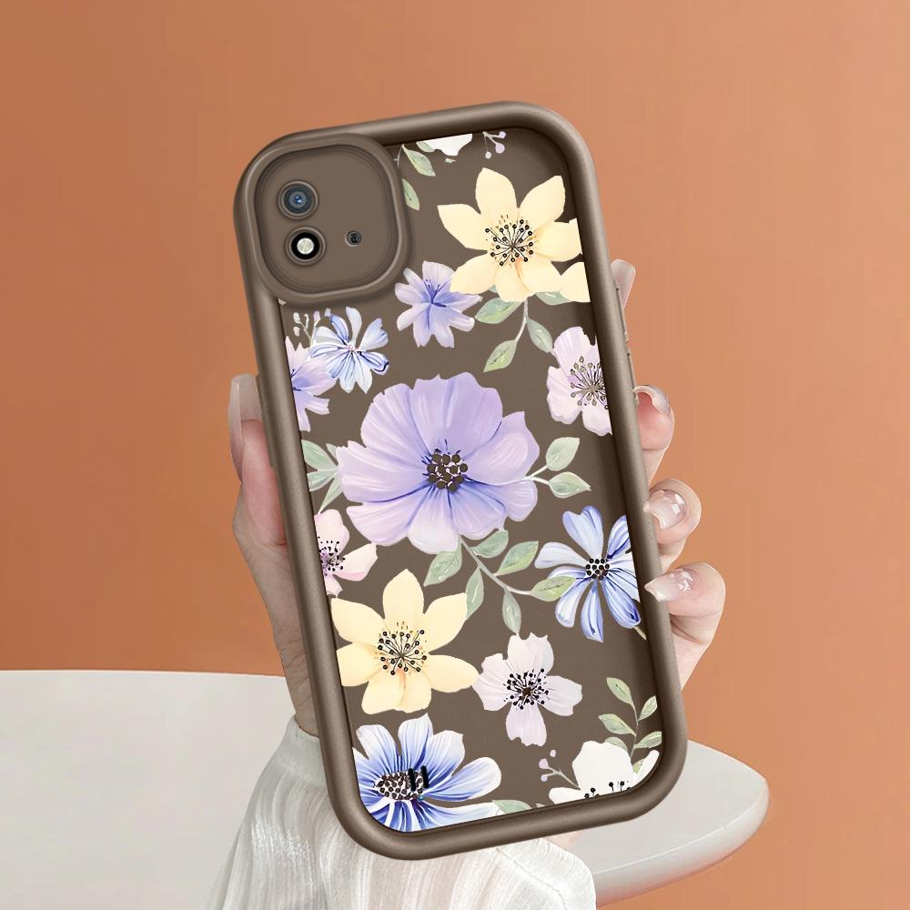 Soft Silicone Square Ladder Printing Pattern Phone Casing Full Cover Camera Shockproof Protection Rubber Case for OPPO Realme