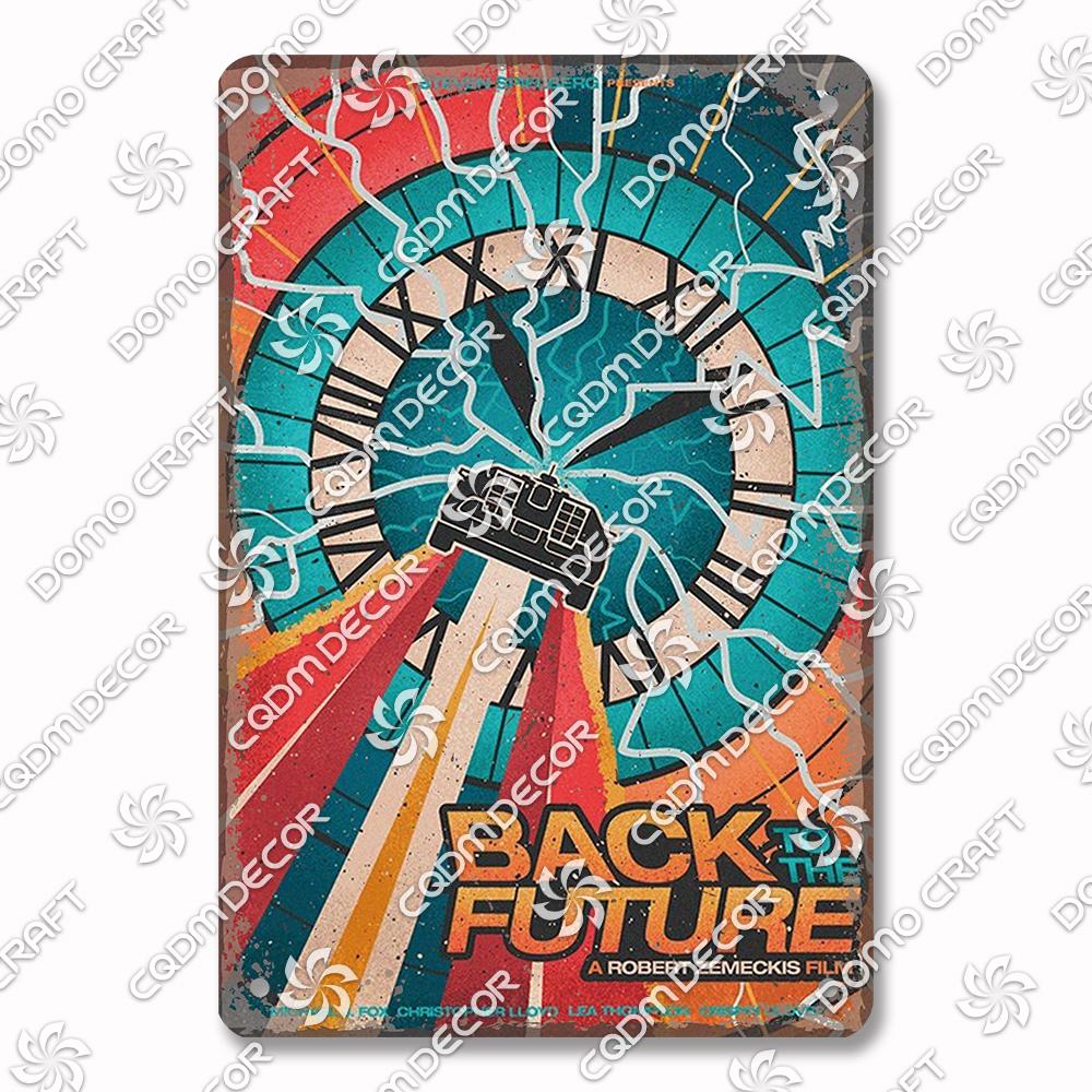 Classic Science Fiction Film Metal Tin Sign, Back to the Future Movie Poster Metal Plates, Cinema Club Cafe Bar Home Wall Decor