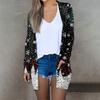 Women's Fashion Casual Christmas Printed Mid-Length Cardigan Long Sleeve Jacket