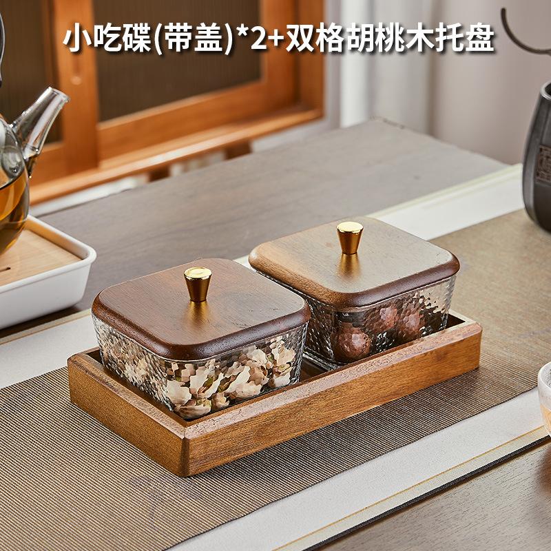 

1 Set Glass Serving Tray Set with Lid Divided Fruit/Snack Storage Box for Christmas, Weddings, Parties, Home Kitchen Tableware 4inch