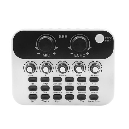 Live Sound Card Mic Echo Knob Funny Sound Effects Voice Changer External Live Broadcasting Singing Audio Mixer Board Studio Supplies