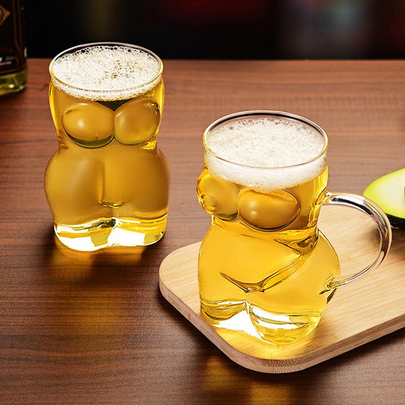 1PC New Unique Beer Cup Funny Men Women Body Shaped Transparent Wine Glass Bar Drinkware Cocktail Mug Coffee Juice Teacup