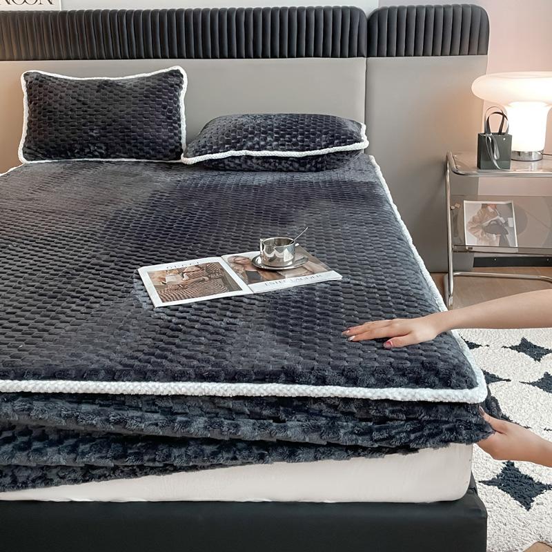 1ks Plain Bed Cover Teplé prostěradlo pro zimní fundas de colchón Elastické prostěradla Plyšové chrániče matrací(Žádný povlak na polštář)