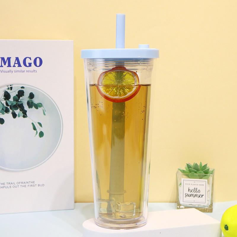 Double-Wall Plastic Insulated Tumbler 700ml Reusable Coffee Cup Hot Cold Drinks Portable Travel Mug