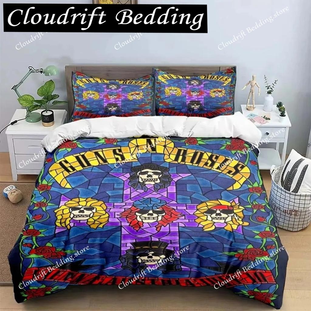 Guns N'roses Band Retro Bedding Sets Exquisite Bed Supplies Set Bed Comforter Luxury Birthday Gift Duvet Cover Set