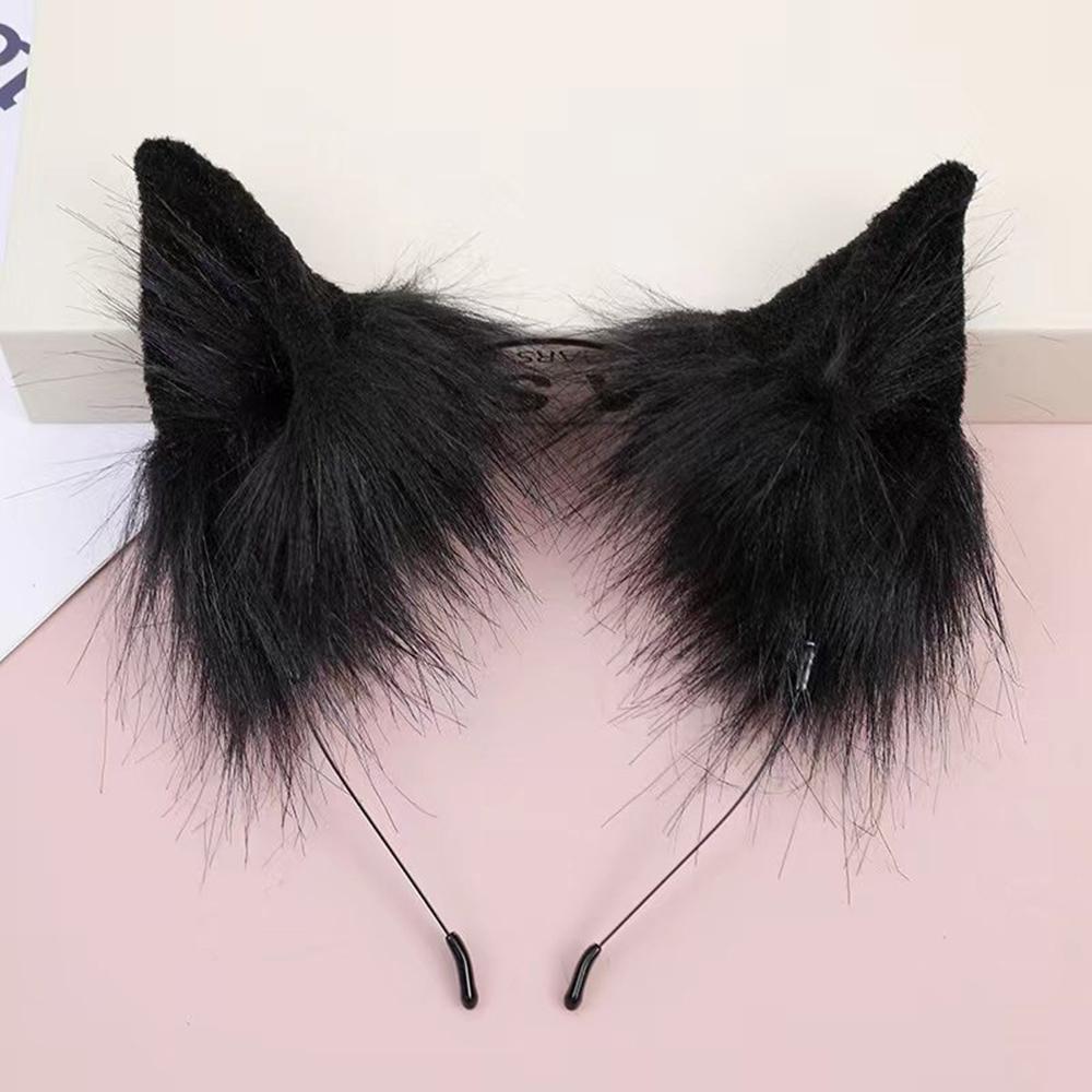 Cute Ear Cosplay Headband For Women Headwear Handmade Faux Fur Animal Ears Headband Furry Cat Fox Ear Hair Hoop Cosplay Props
