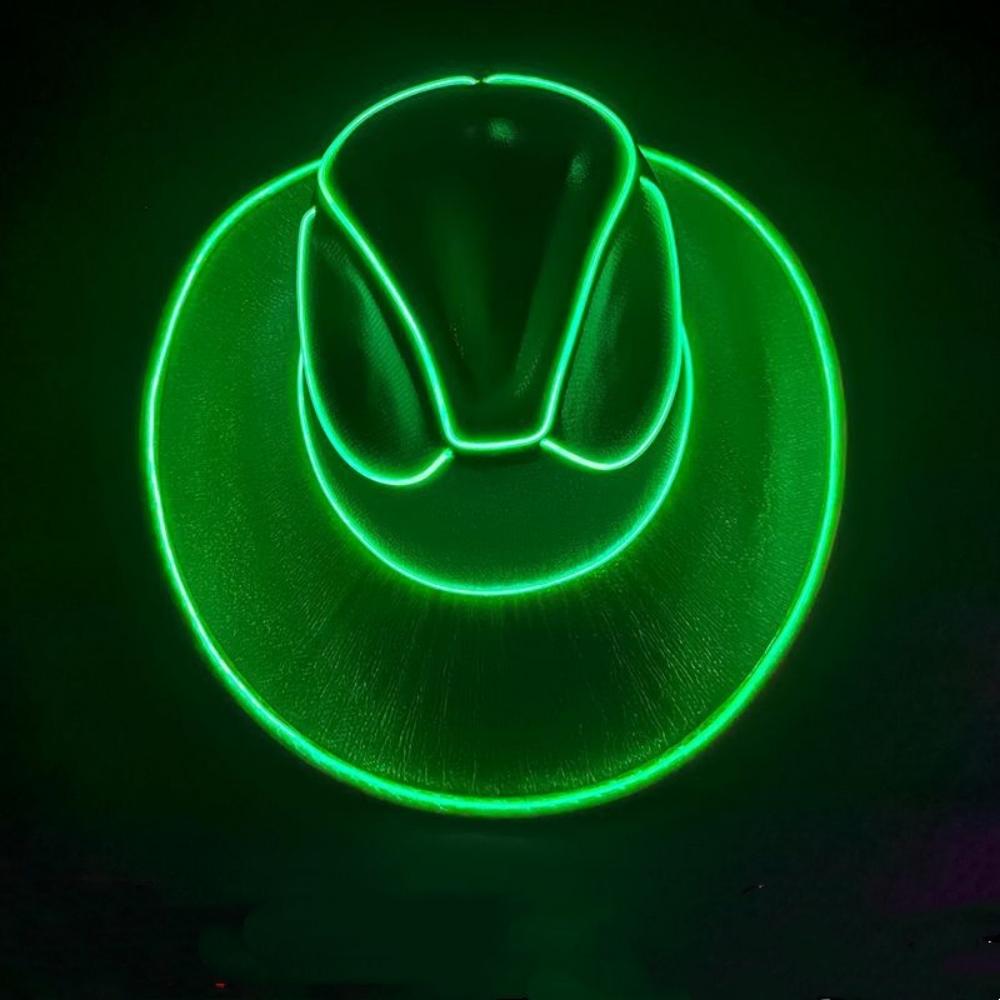 Glowing Decor Supplies Luminous Cowboy Hat LED Pearlescent Cowboy Cap Fashion Neon Light Hat For Party