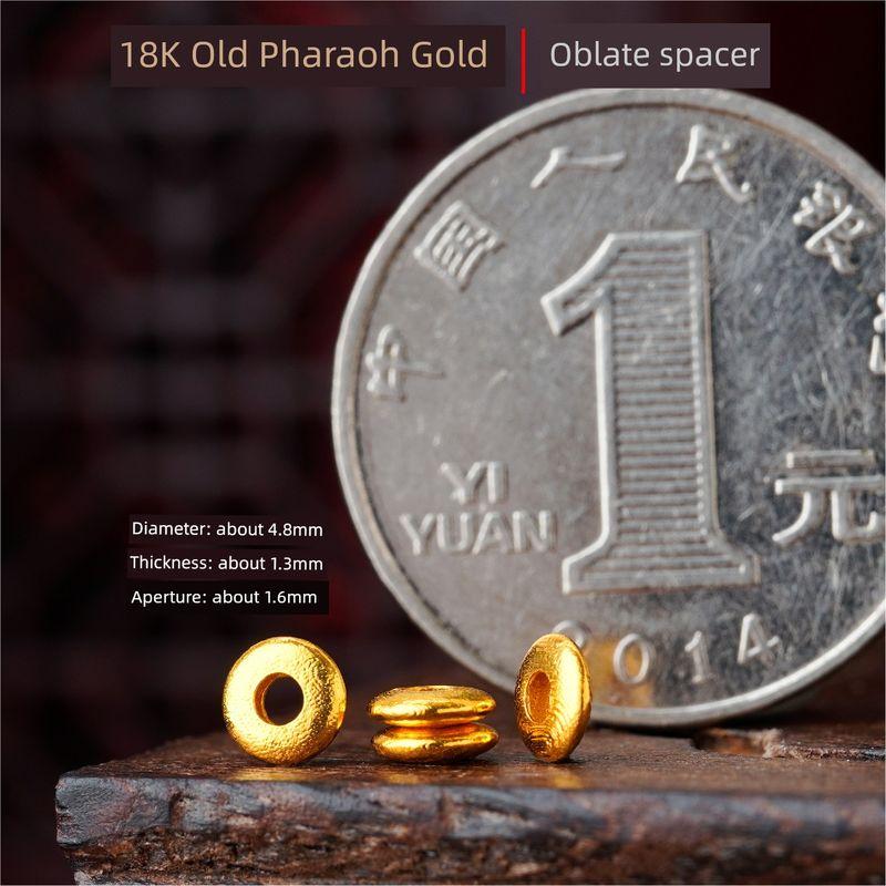 

18K Gold Spacer Beads round Bracelet Bracelet Carrying Strap Necklace DIY Accessories Jewelry Solid Gold 18K ancient French gold oblate spacer