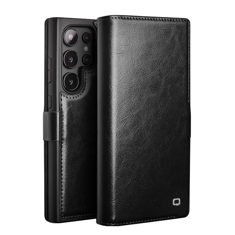 Genuine Leather Phone Case for Samsung S25+ Plus 5G Business Style Fashion Luxury with Card Slots Cover for S25 Ultra 5G