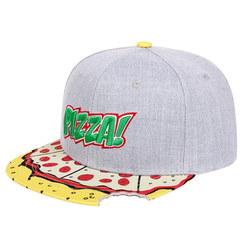 Pizza Embroidered Cotton Baseball Hat With Short Brim For Street Dance Fashion