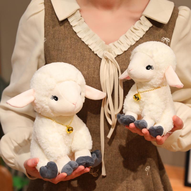 Adorable Bell Sheep Stuffed Plush Toys Accompany Sheep Stuffed Animals Soft Collectible Kids Fans Birthday Xmas Toys Gift