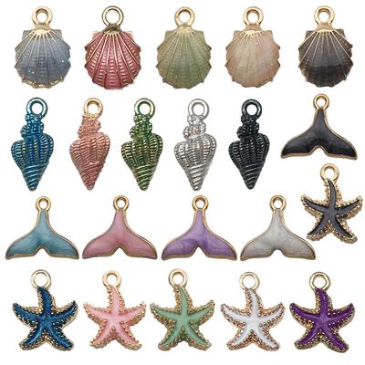 Conch Shell Starfish Set Alloy Diy Alloy Oil Dripping Jewelry Accessories Keychain Bracelet Pendant