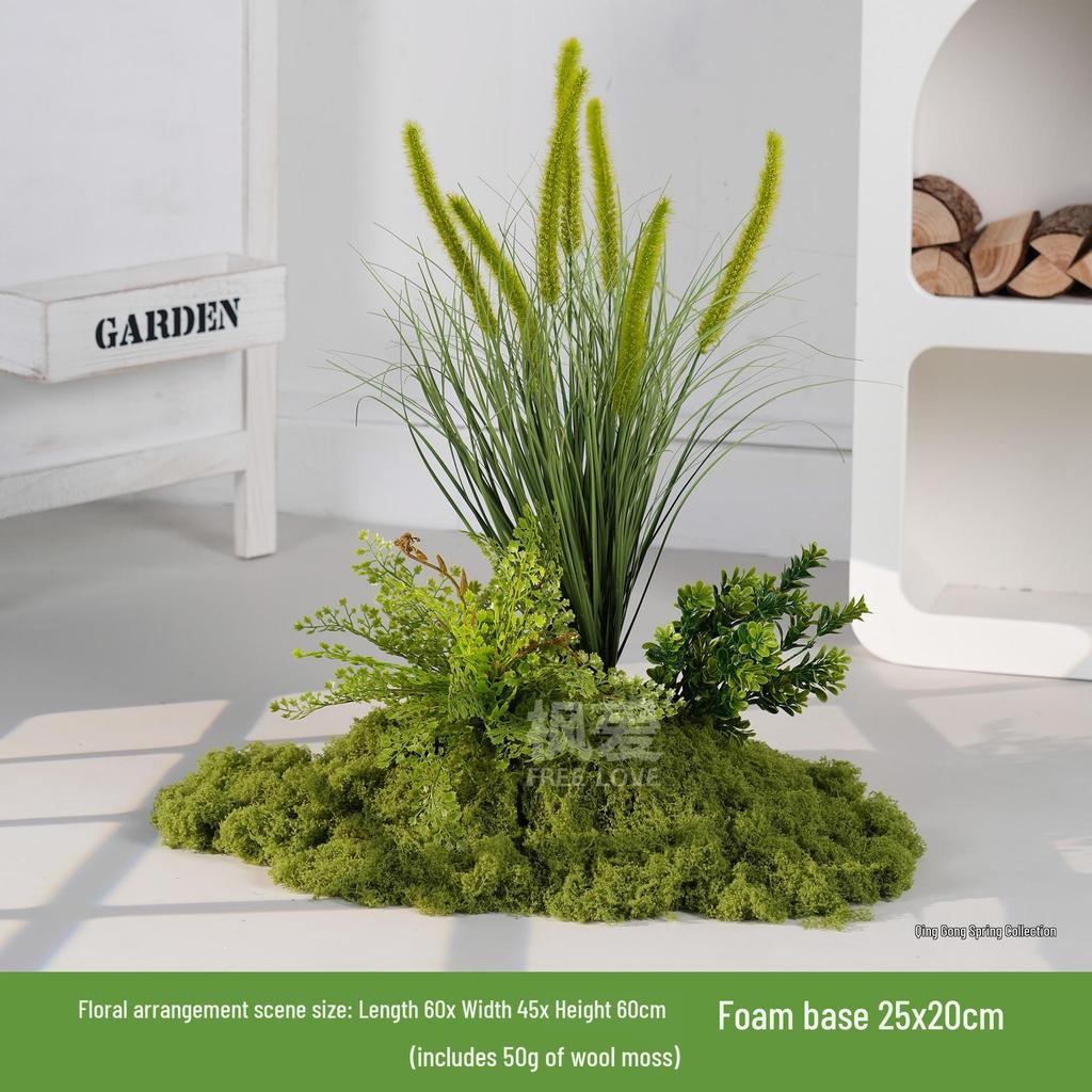 Luxury Faux Green Plant and Flower Decor - Indoor Moss and Grass Clusters for Elegant Landscaping.