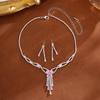 European American Bridal Rhinestone Jewelry Set: Three-Piece Necklace, Earrings, and Claw Chain for Banquets