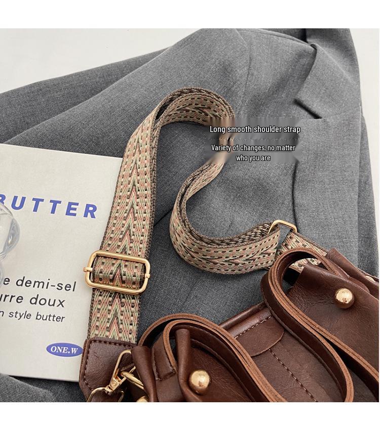 Versatile Korean High-End Bucket Bag: Spring & Autumn 2025 Wide Strap Crossbody Handbag for Women