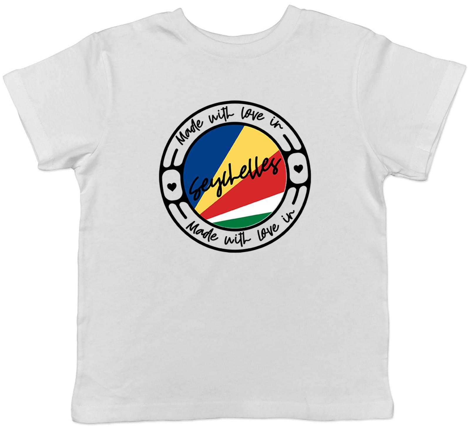 Made With Love In Seychelles Country Childrens Kids T-Shirt Boys Girls Gift 110