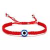 1PC Evil Eye Bracelet Handwoven Adjustable Friendship Cord with Blue Eye Charm - Stretchable Spiritual Protection Anklet for Women Men 15-30cm