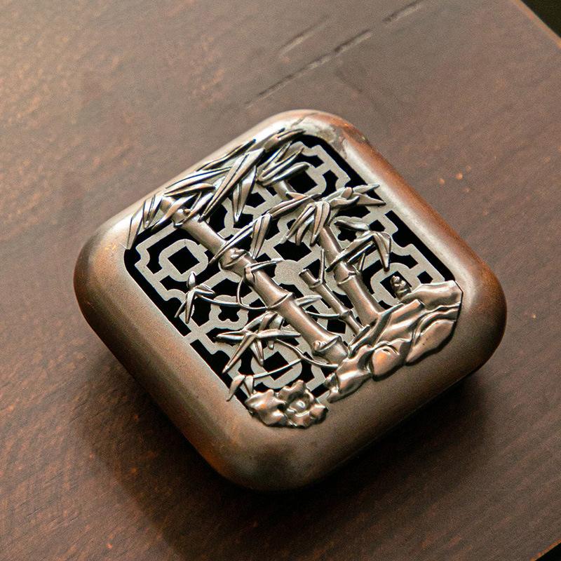 Alloy Retro Incense Box Coil Incense Burner Plum Blossom Bamboo Tea Ceremony Sandalwood Mini Burner Aromatherapy Home Decor