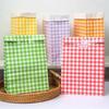 Kraft Paper Gift Packaging Bags Colorful Plaid Candy Bags Checkered Gift Bags  for Christmas