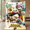 Kung Fu Panda Cozy Flannel Blanket, Comfortable Warm Throw Blanket for Bedroom Sofa Home Use