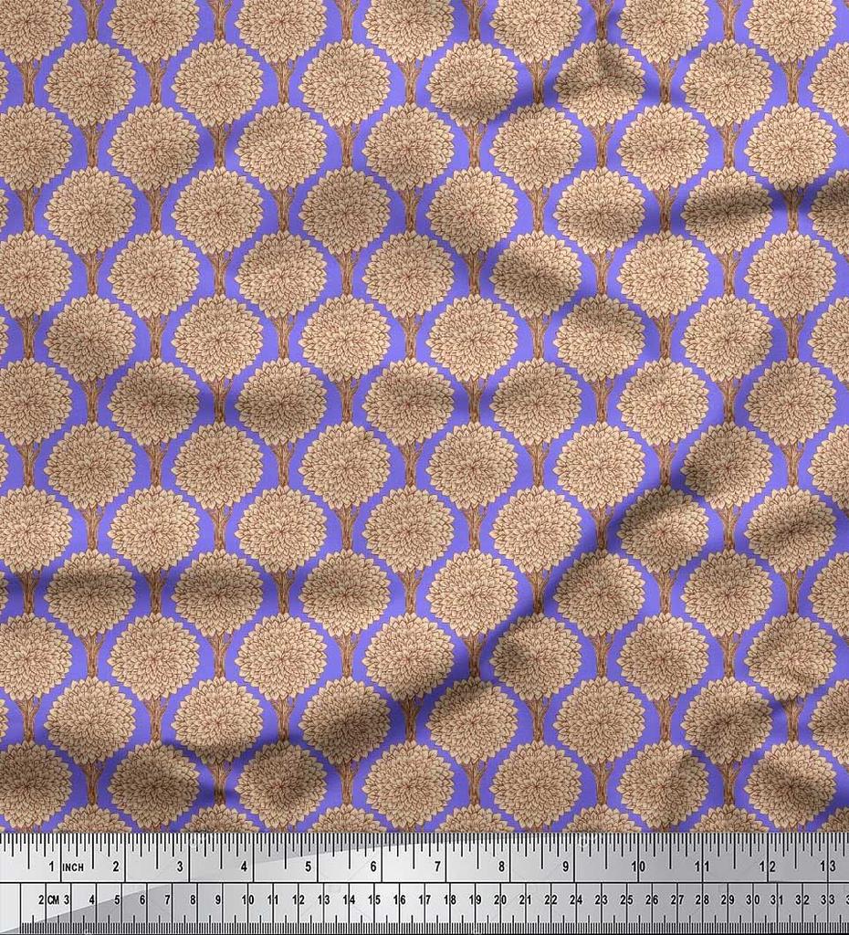 Soimoi Japan Crepe Satin Fabric Floral & Tree Print Fabric by the metre 42 Inch