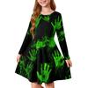 Girls' Summer Princess Dress Halloween Day- Long Sleeve A-Line T-Shirt Dress