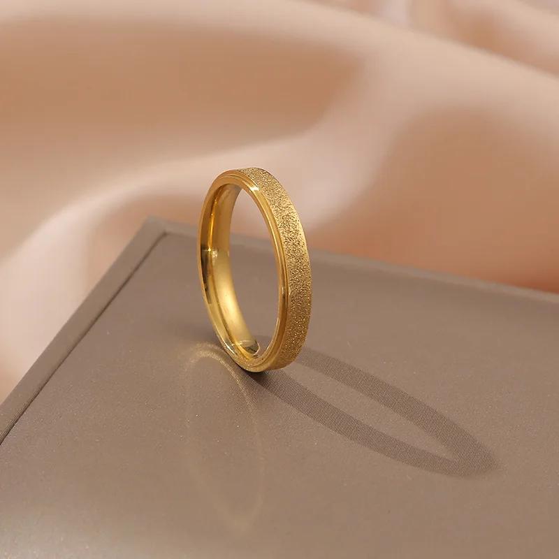 Light Luxury Feeling Titanium Steel Frosted Ring Feminine Temperament Minority Does Not Fade Ring Hand Jewelry Gift Creative