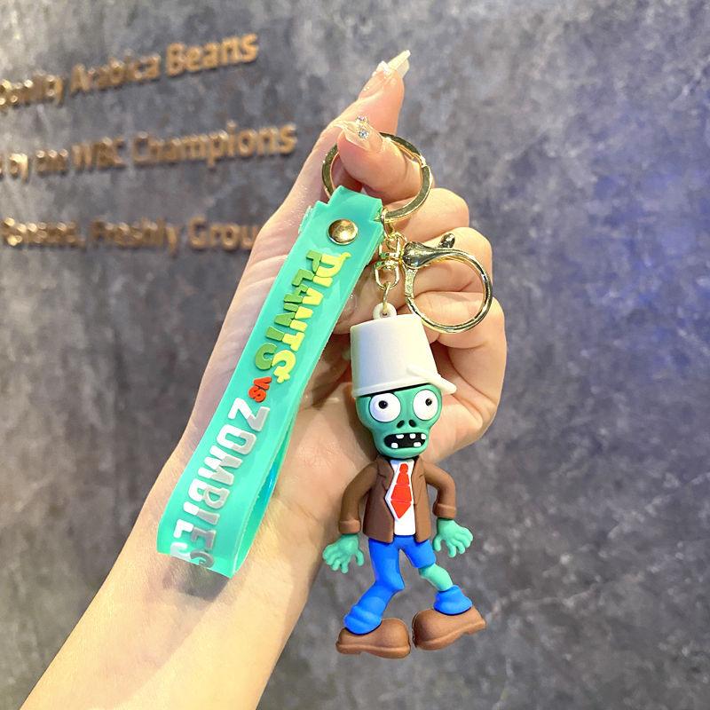Planten vs. Zombies Sleutelhanger Anime Klassiek Spel Monster Erwten Karakter Zonnebloem Sleutelhanger Tas Hanger Kinder Speelgoed Cadeaus Vrienden beige