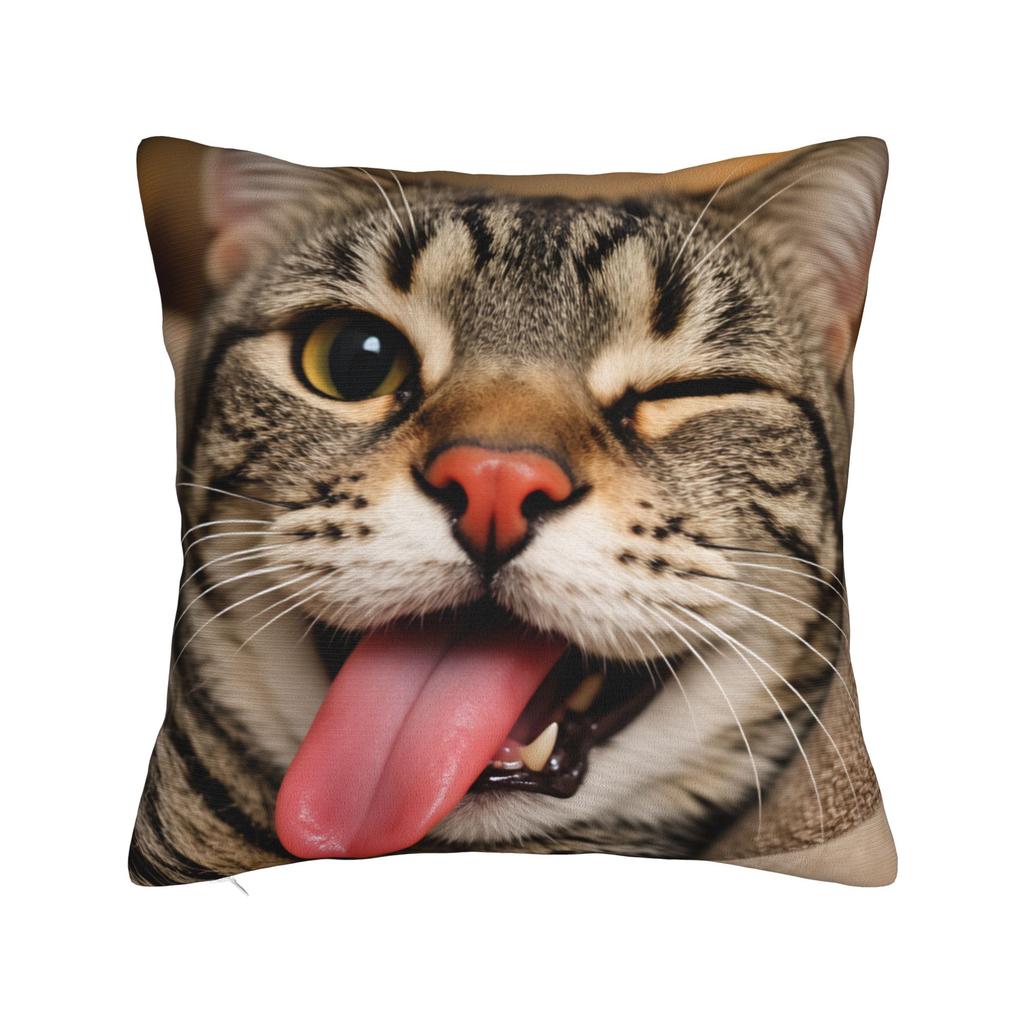 Tabby Cat Pillow Cover Print Cushion Cover Vintage Pillow Case For Sofa Bedroom Home Decor