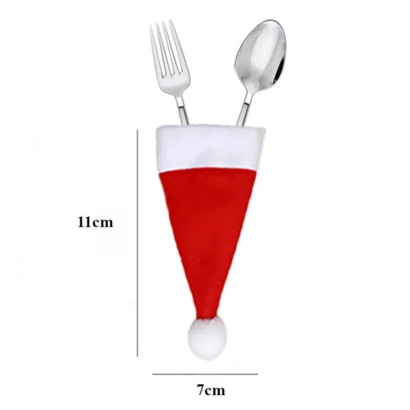 Mini Vánoční Taška na Příbory Vánoční Čepice Sada Nože Vidličky Lžíce Kapsy Tašky Párty Večeře Stolní Nádobí Organizér Dekorace