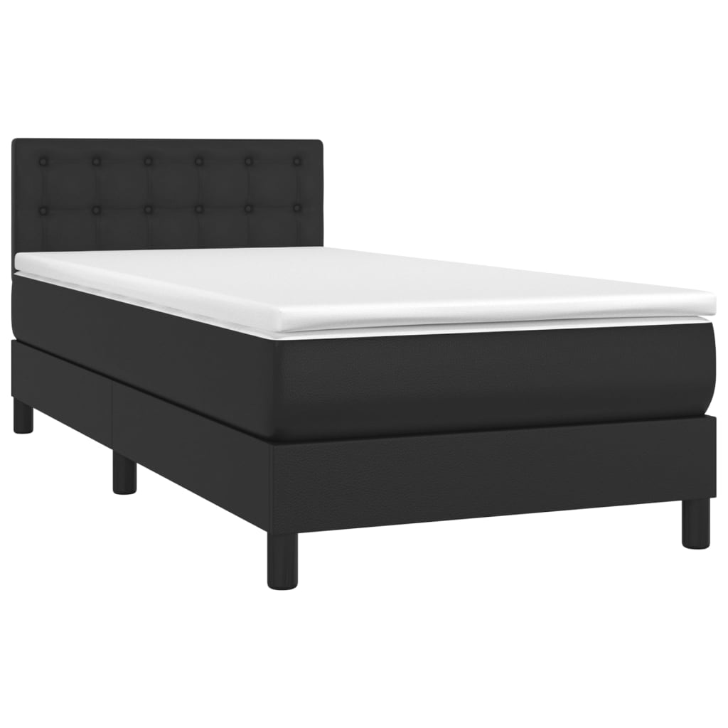 Vidaxl Continental Bed With Mattress, Black, Faux Leather 90X200 Cm