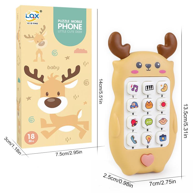 English Version Of Baby Deer Lighting Music Mobile Phone Toy, Baby Early Education Puzzle Phone