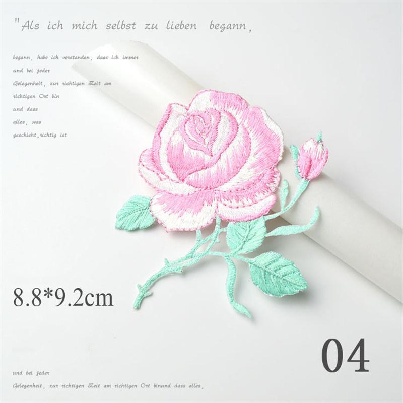 Zarte Rosenstickerei Aufbügel- Aufnäher für Kleidung Applikation DIY Hut Mantel Kleid Hose Zubehör Stoffaufkleber