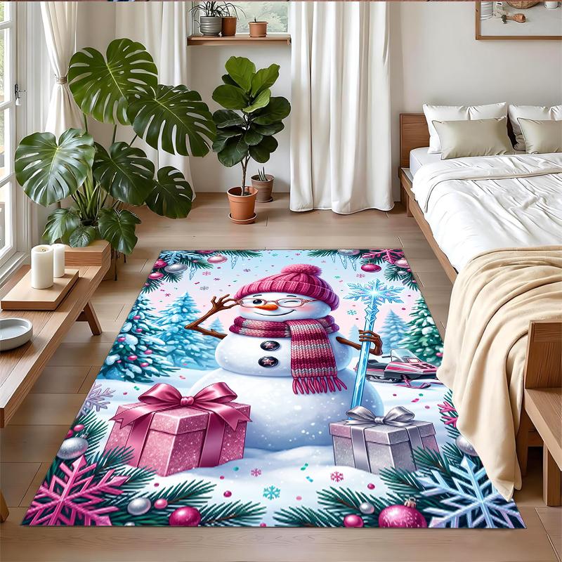 Christmas Printed Square Area Rug Soft Non Slip Floor Carpet For Bedroom Holiday Gift