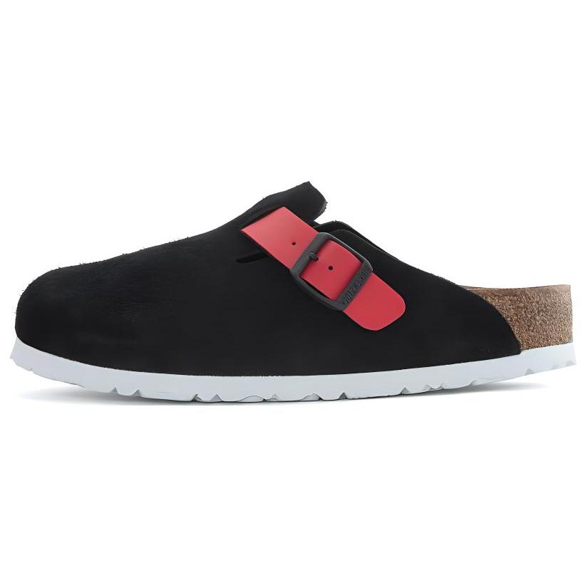 Birkenstock Boston Suede Leather/Birko Flor Black / Active Red Womens 1025939 40 чёрный/красный