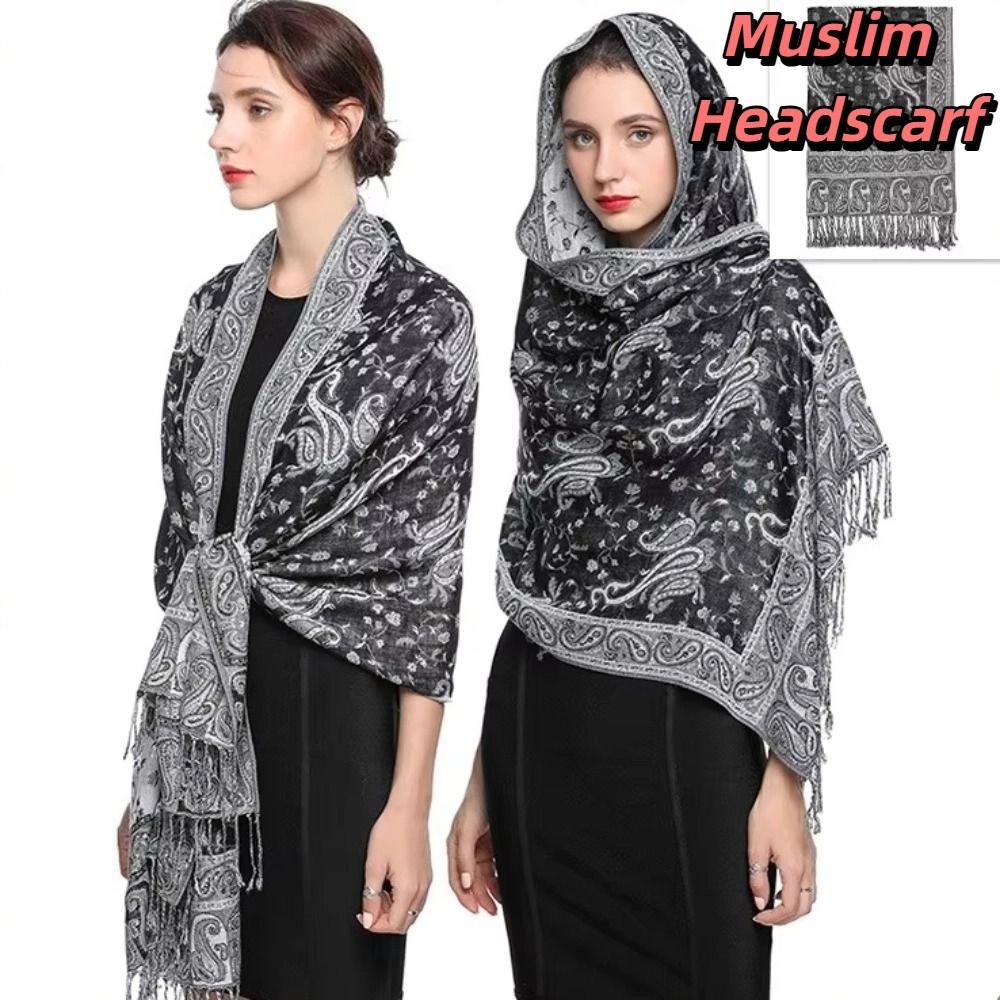 Warm Bohemia Poncho Hijab Printed Headscarf Fashion Cashmere Shawl Daily