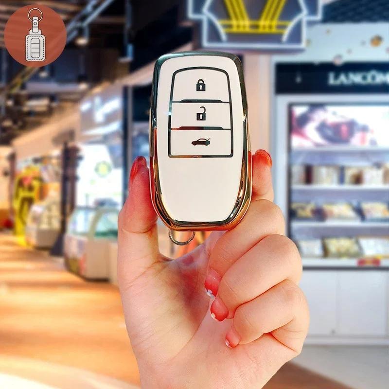 TPU Key Case for Car for TOYOTA Camry Hanlanda Key Protection sleeve Protective shell Keychain Handmade Cowhide