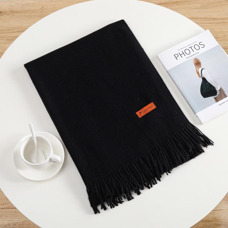 Solid Color Imitation Cashmere Warm Scarf Women's Four Seasons Can Be Used with Outer Shawl Fringed Versatile Scarf