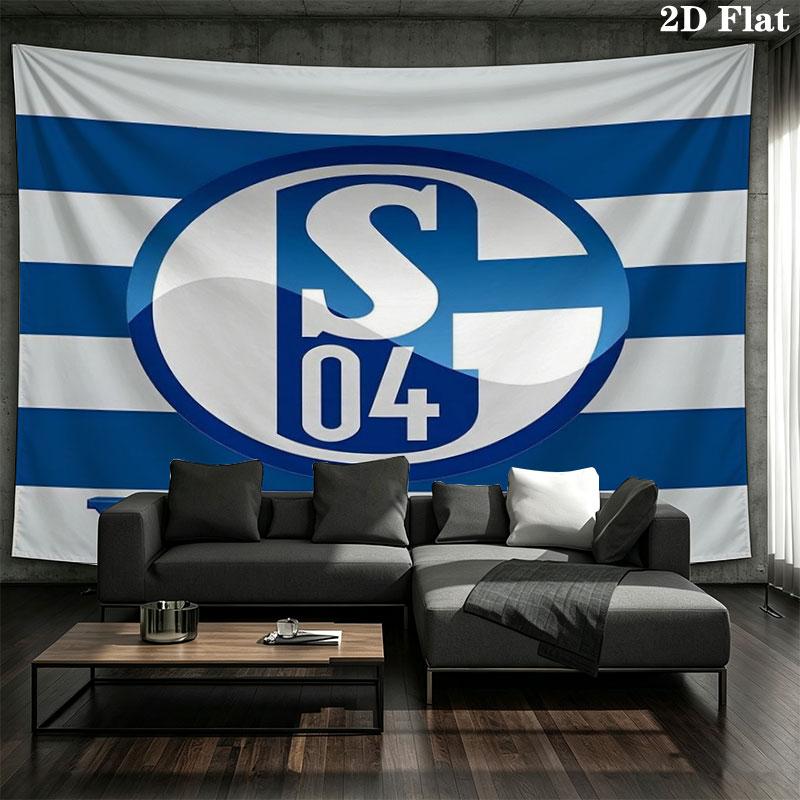 FC Schalke 04 Benutzerdefinierter Name Wandteppich Ästhetischer Wandbehang Bedruckte Stoffdecke Dekorative Wandteppiche für Schlafzimmer Wohnzimmer Heimdekoration
