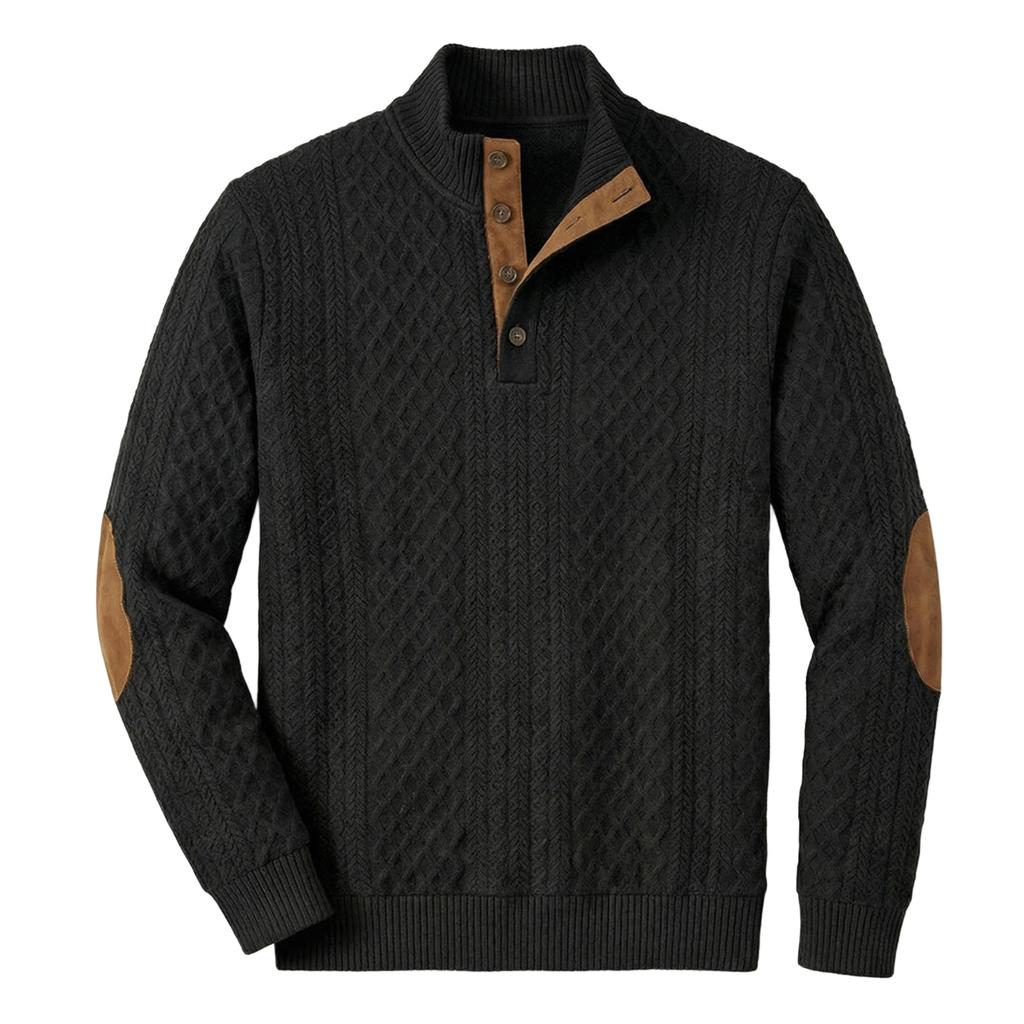 Men's Color Button Stand Collar Sweatshirt