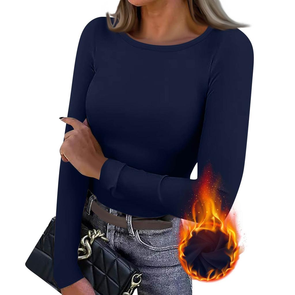 Women's  Slim Bottom T-shirt Fashion Casual Solid Color V-Neck Pullover Long Sleeve Top