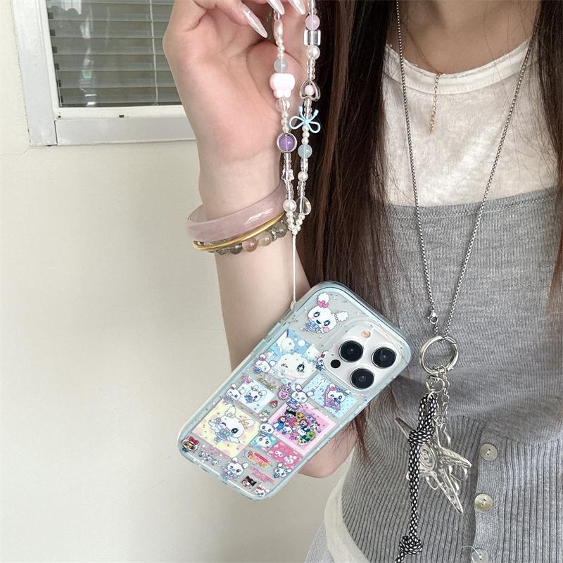 Kawaii Cartoon Animal Phone Case For iPhone 16 Pro 15 14 Pro Max Cover with Chain Strap Shockproof Cute Cases 15Pro 16 Max Funda