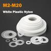 Witte Kunststof Nylon Platte Ring Vlakke Afstandhouder M2 M2.5 M3 M4 M5 M6 M8 M10 M12~ M20 Isolatie Pakking Ring Voor Schroef 1mm~3mm